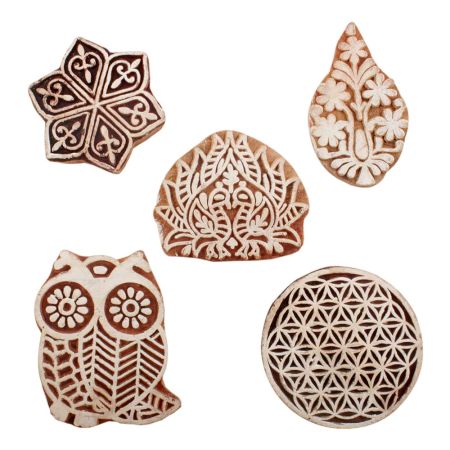 Set of 5 Piece New Mix Wooden Printing Blocks